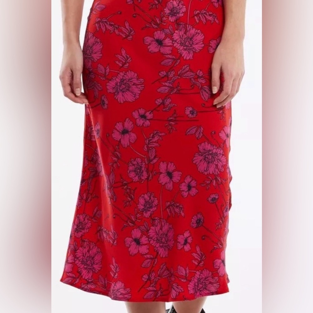Band of Gypsies Red Floral Midi Skirt - Sz L